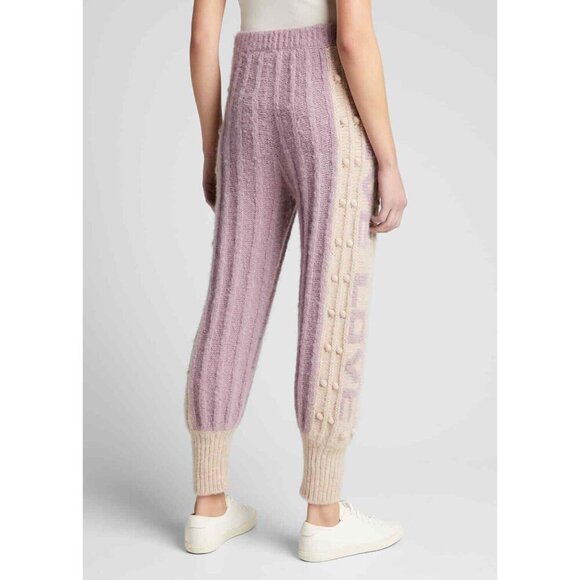 LOVESHACKFANCY Landana Wool Knit Bauble Jogger Pants Lavender Size L NWT $395 - Picture 6 of 12